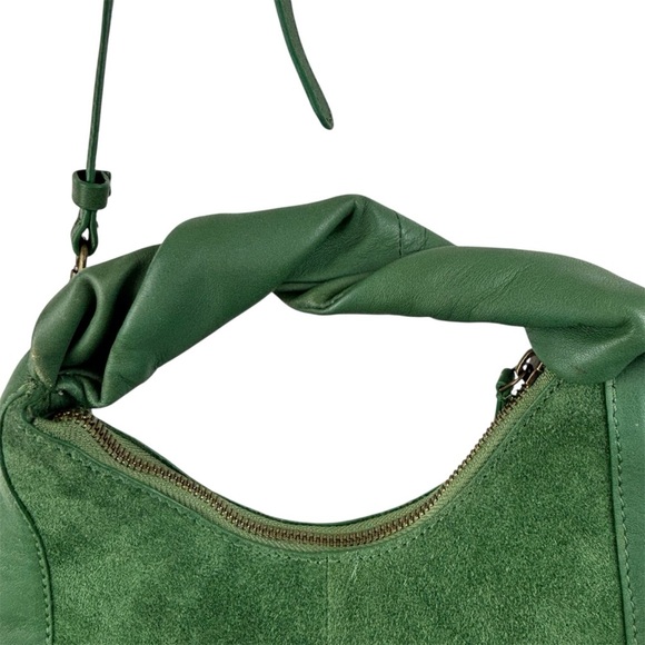Free People Happy Hour Crossbody Bag Green Suede/Leather Twisted Hand strap - Picture 3 of 10
